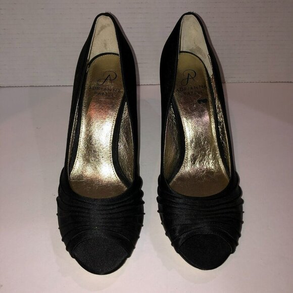Adrianna Papell Womens Size 6 M Black Gold Farrel Peep Toe Dress Pump Heels - Picture 3 of 9
